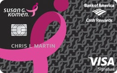 Image of Susan G. Komen® Cash Rewards Visa® credit card from Bank of America